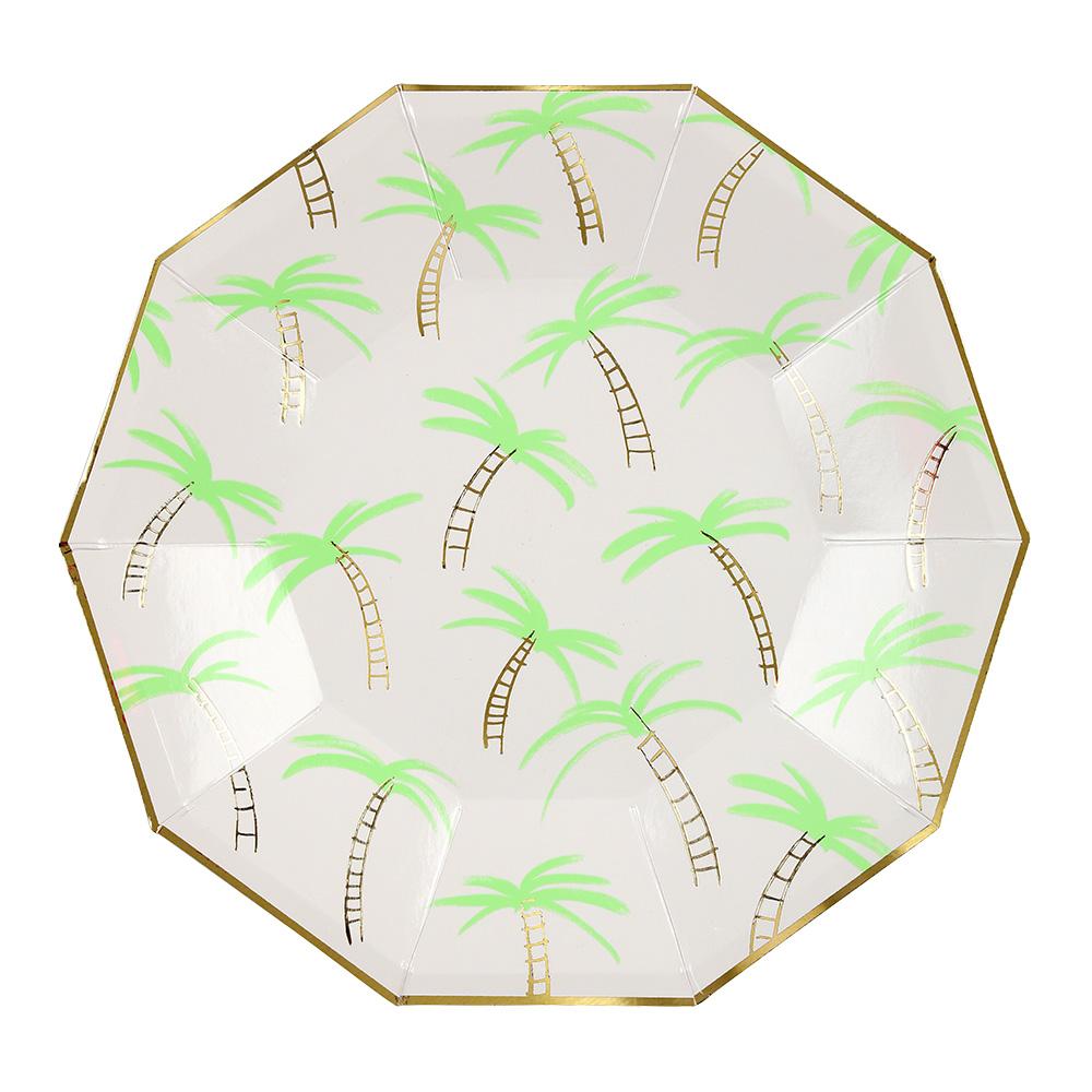 Palm Tree Print Large Paper Lunch Plates  By Meri Meri